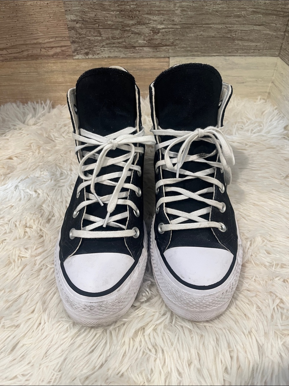 Converse All Stars black platform sneakers size 8